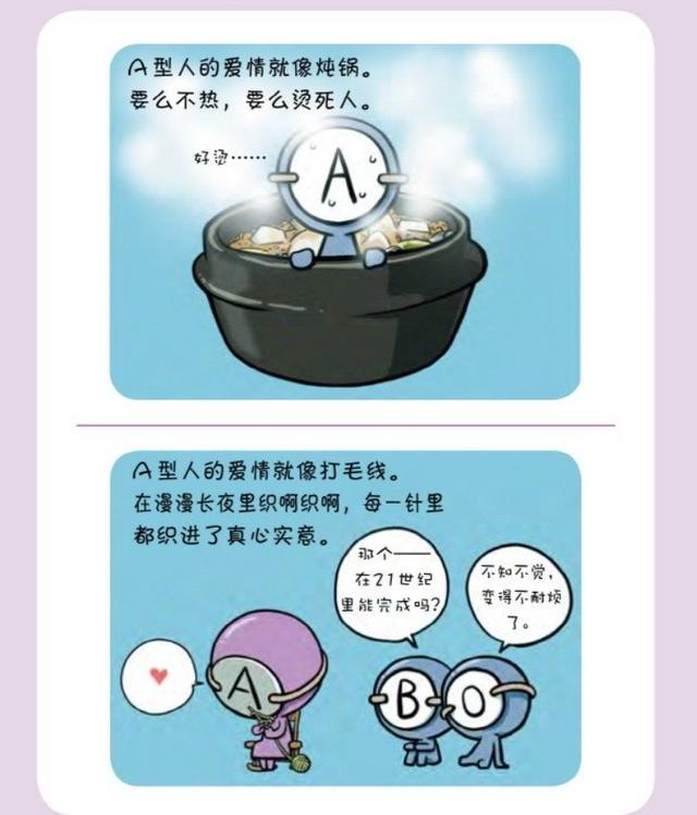 血型拟人漫画：A型君的恋爱观，初期谨慎小心，爱上就会大变身？