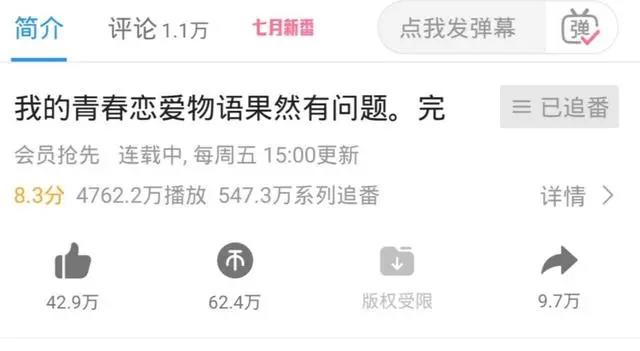 春物最终季为何评分惨淡？谁才是罪魁祸首，雪乃戏份何在？