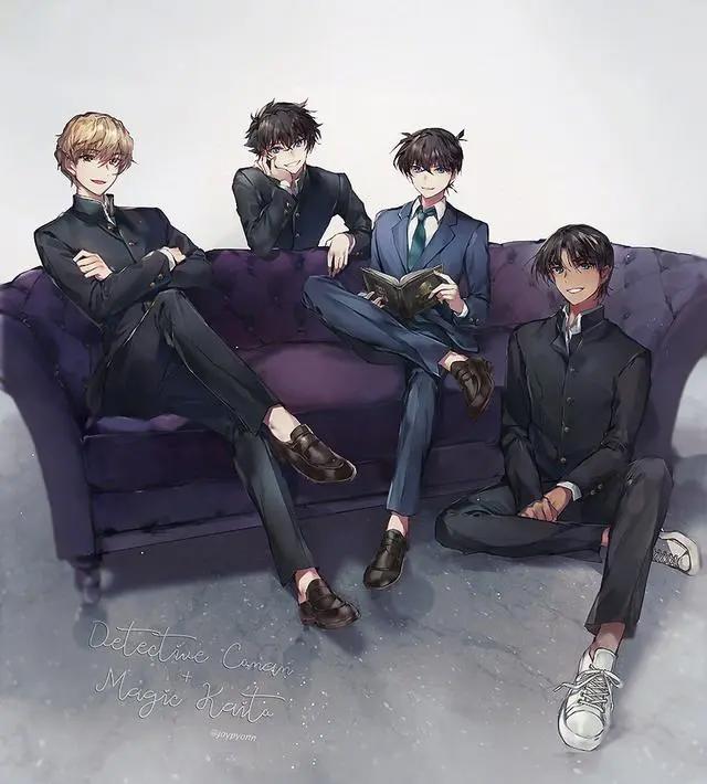 名侦探柯南：画师笔下的新一基德等男团角色，会有怎样的不同魅力
