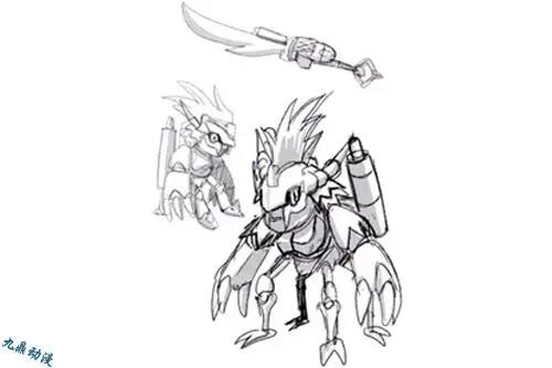 这么冷门的数码宝贝却有这么多的设计原稿，原稿12是网络神兽？