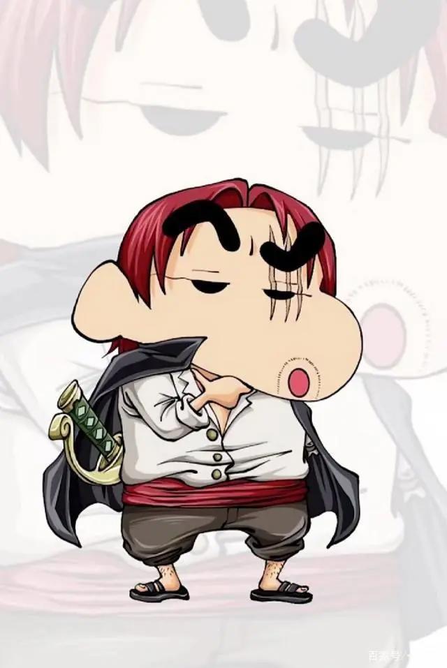 蜡笔小新版海贼王，凶恶的四皇们全部萌萌哒，红发最还原