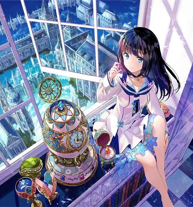 盛夏蔚蓝之水治愈遐想，P站画神藤原大触的梦幻美少女清凉之夏