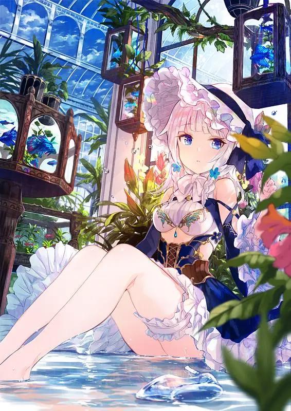 盛夏蔚蓝之水治愈遐想，P站画神藤原大触的梦幻美少女清凉之夏