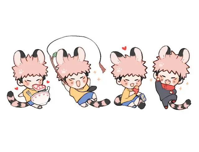 漫画：五条猫和小虎崽子，咒术回战猫系漫画，白猫养萌虎