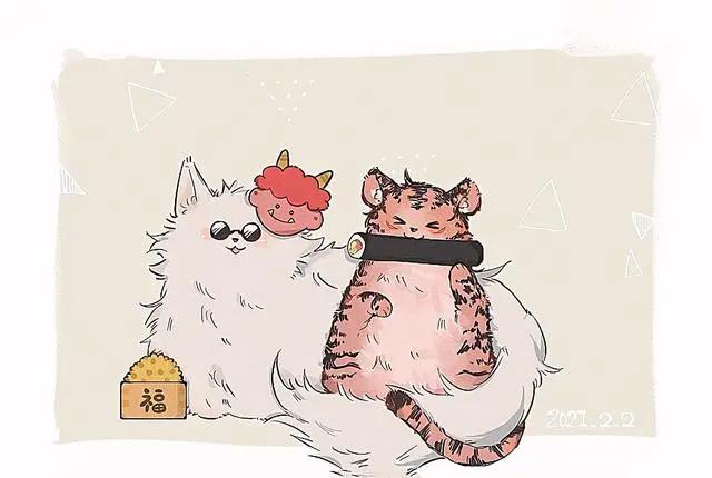 漫画：五条猫和小虎崽子，咒术回战猫系漫画，白猫养萌虎