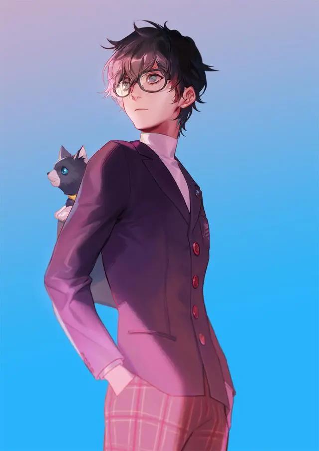 女神异闻录5：来感受雨宫莲的美颜暴击，精选p站动漫壁纸同人插画