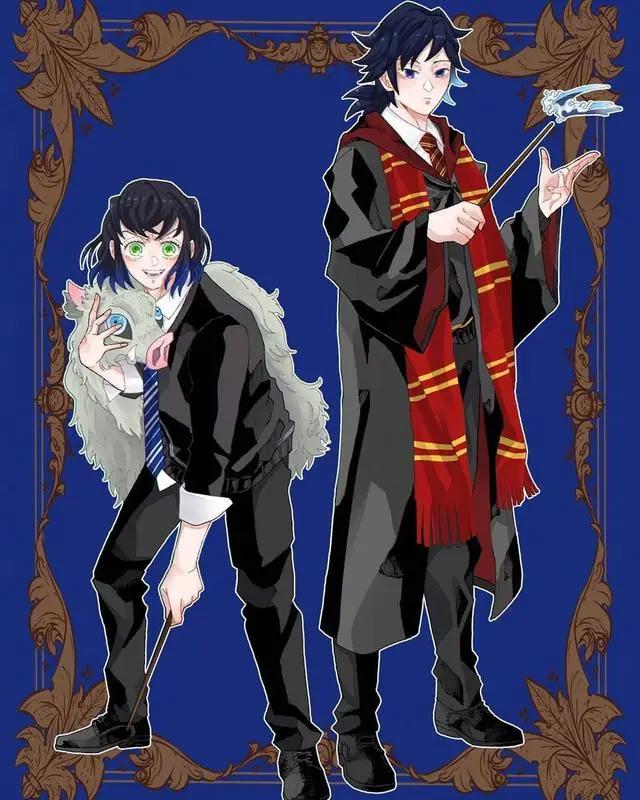 《鬼灭之刃》联动《哈利波特》，义勇进入格兰芬多，蝴蝶忍施展魔法