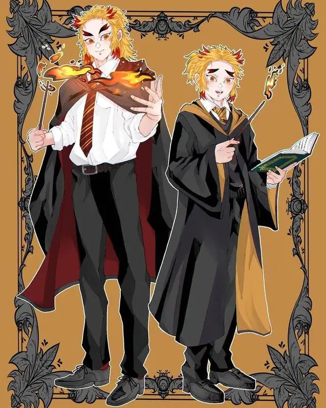 《鬼灭之刃》联动《哈利波特》，义勇进入格兰芬多，蝴蝶忍施展魔法