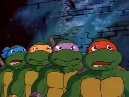 最经典的1987版，为了消灭忍者神龟，斯雷德制造了变异忍者蛙