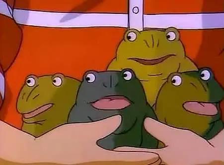 最经典的1987版，为了消灭忍者神龟，斯雷德制造了变异忍者蛙
