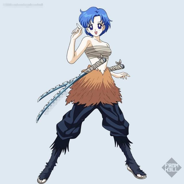 美少女战士与鬼灭之刃角色互换，女版伊之助性感，岩柱较可怜