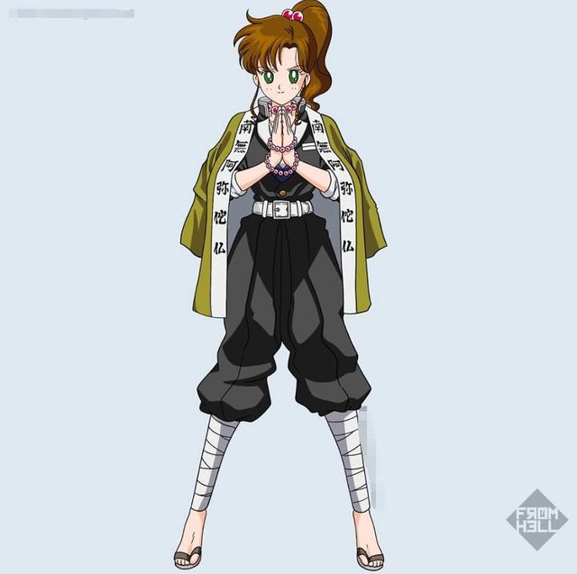 美少女战士与鬼灭之刃角色互换，女版伊之助性感，岩柱较可怜