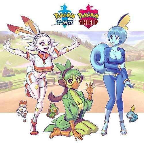 《精灵宝可梦剑盾》御三家拟人化，变成小萝莉后，涙眼蜥果然最萌