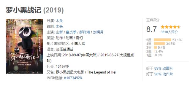 《罗小黑战记》电影提档至9月7日豆瓣点映评分高达8.7