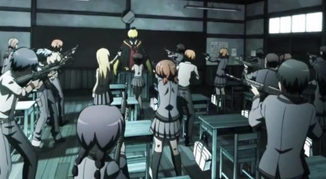 动漫中这个老师用爱去教育学生，学生十分感动，然后把老师捅死了