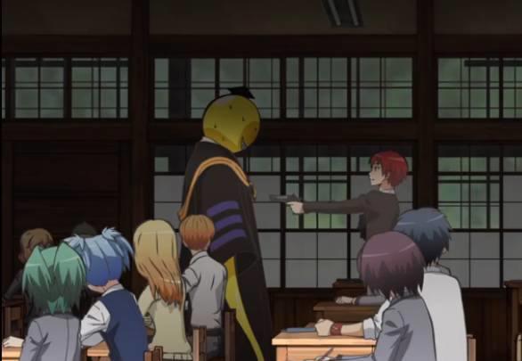 动漫中这个老师用爱去教育学生，学生十分感动，然后把老师捅死了