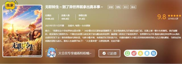 一月新番评分出炉，9分以上十九部，不及格的仅有两部