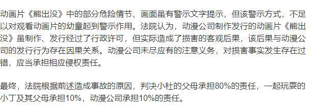 因模仿《熊出没》攀岩游戏，六岁女童坠楼身亡，判动画公司有责任