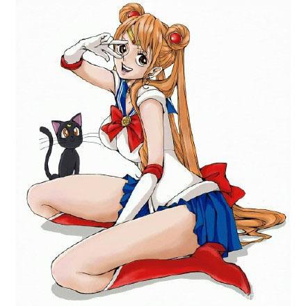 动漫联动：草帽团全员化身美少女战士！王下七武海邂逅海绵宝宝