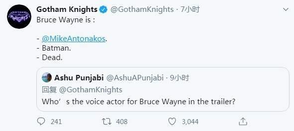 《蝙蝠侠：哥谭骑士》配音阵容公布揭开面具后的声音