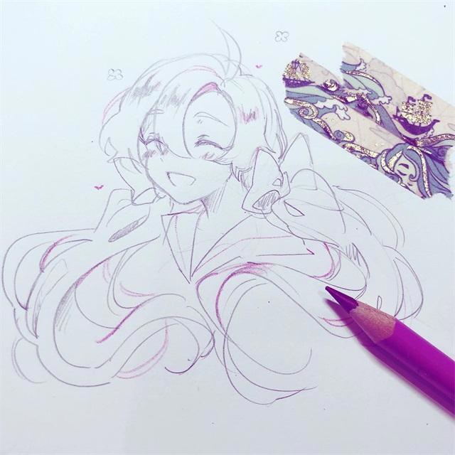 动漫少女手绘线稿，简单又好看，适合新手收藏临摹！