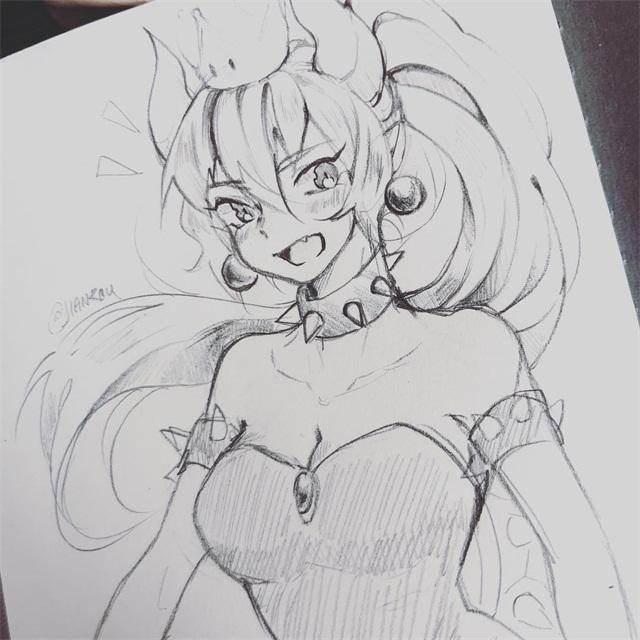 动漫少女手绘线稿，简单又好看，适合新手收藏临摹！