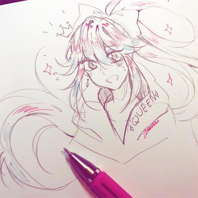 动漫少女手绘线稿，简单又好看，适合新手收藏临摹！