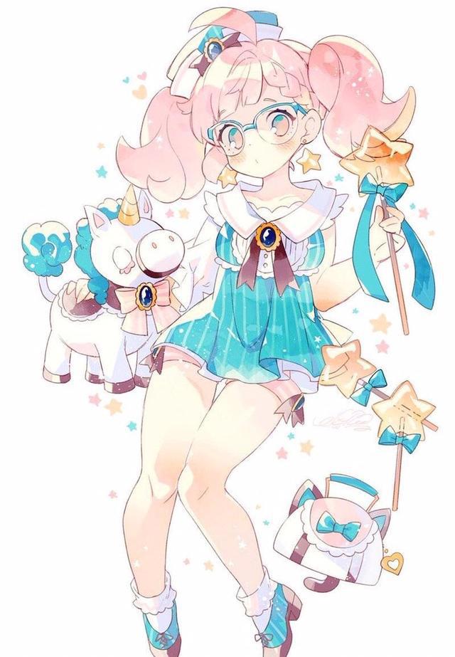 人物绘画，超可爱的卡通动漫女孩