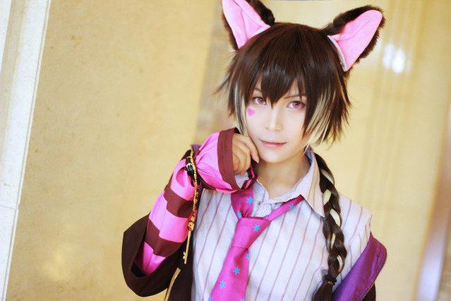 梦王国与沉睡的100王子柴郡猫cosplay帅气的小哥哥，帅出天际