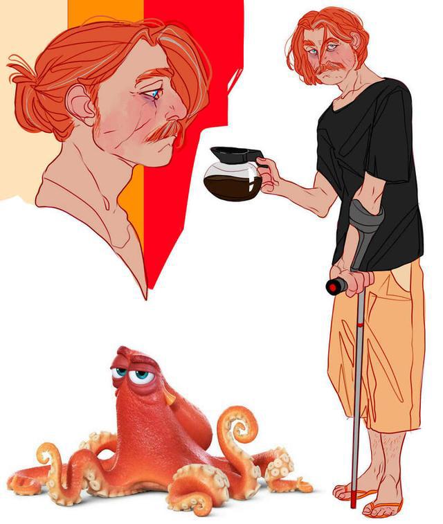 画师创作将动画角色拟人化，闪电麦昆就让你感觉强的看不见车尾灯