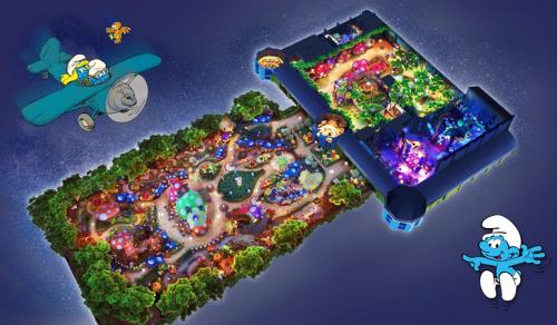 上海世茂精灵之城主题乐园蓝精灵区设计鸟瞰图