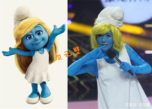 谢娜cosplay的动漫角色，蓝精灵太搞怪了，蛇精堪称经典！