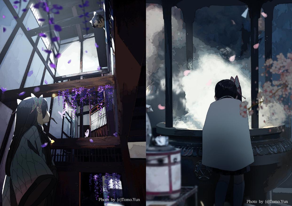 唯美意境的《鬼灭之刃》，与原版巨大差别，国外画师太有才了