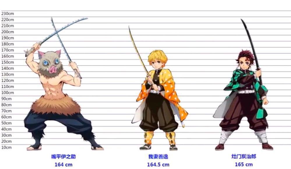 鬼灭之刃角色身高：祢豆子身高153低于平均水平，他的身高接近姚明