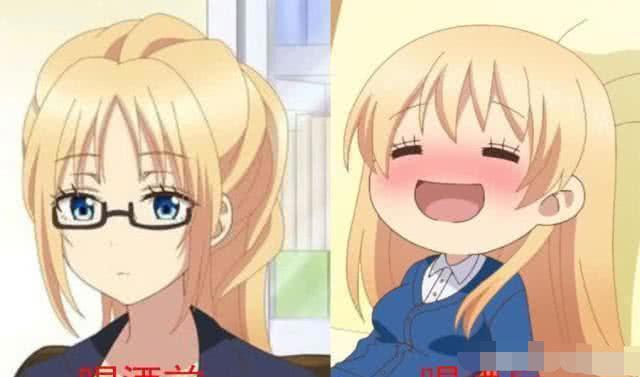 动漫女喝酒前VS喝酒后，千里一滴就醉，枝垂萤醉后让人心跳加速