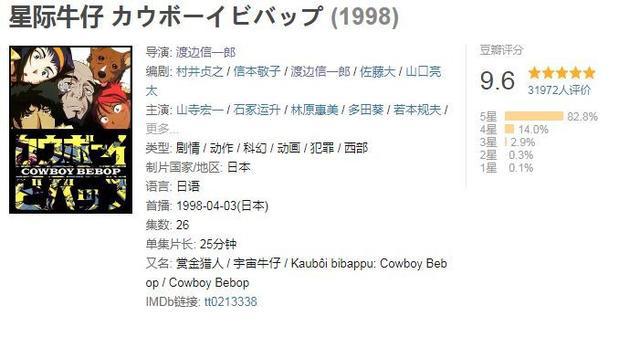 豆瓣9.6，星际牛仔，一部关于浪漫的神作