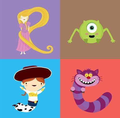 迪士尼童话版26英文字母，最喜欢ACJMR你们呢？