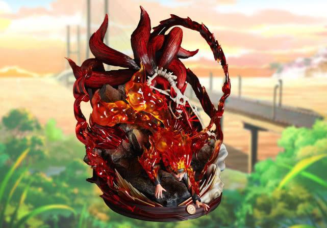 鸣人半九尾化的手办，尾兽外衣如同火焰，6条尾巴形态让人心疼