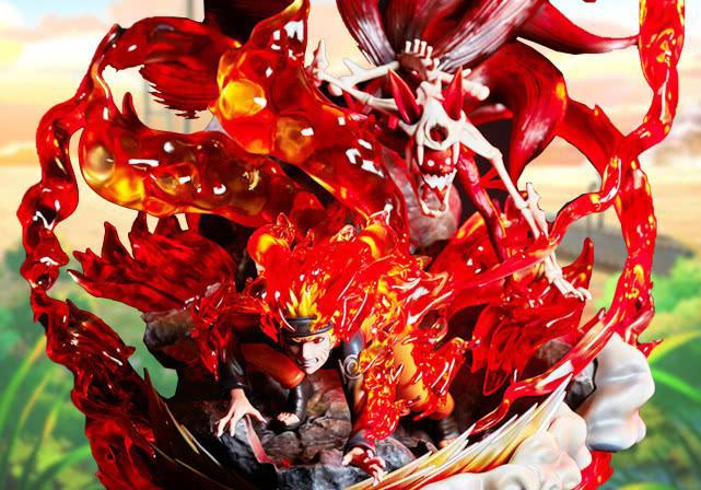 鸣人半九尾化的手办，尾兽外衣如同火焰，6条尾巴形态让人心疼