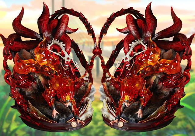 鸣人半九尾化的手办，尾兽外衣如同火焰，6条尾巴形态让人心疼