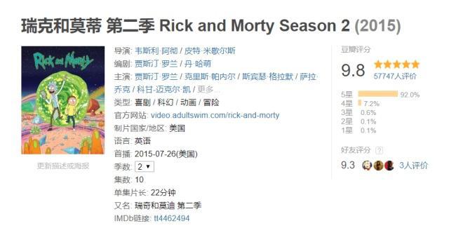 网红动画《瑞克和莫蒂》第四季11月播出，前三季豆瓣评分最低9.7