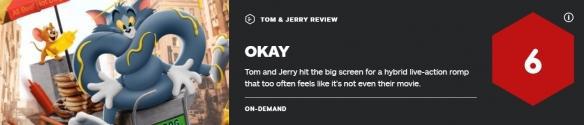 《猫和老鼠》电影IGN6分：电影有趣但与不属于主角