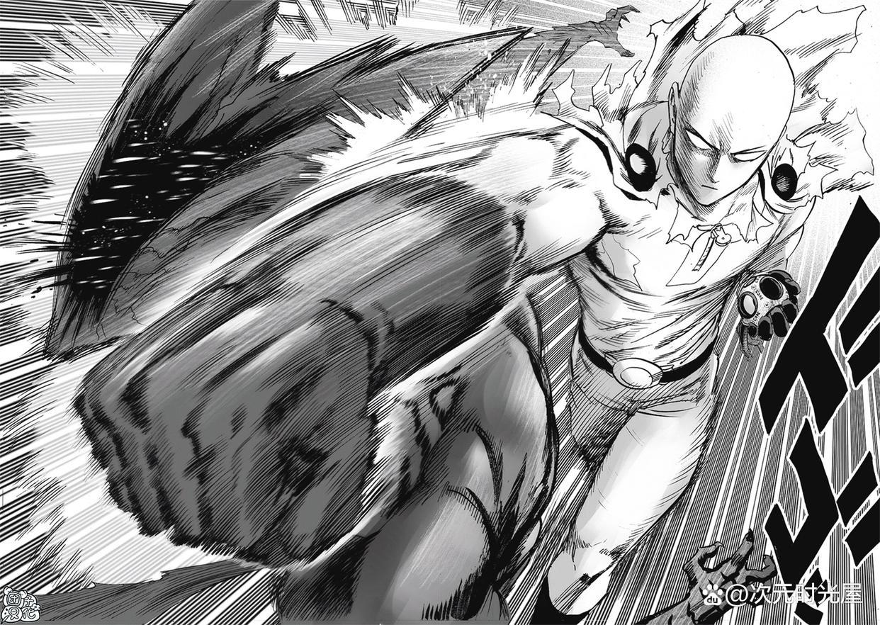 一拳超人漫画212话：琦玉实力解放，进入认真第二状态怒揍饿狼