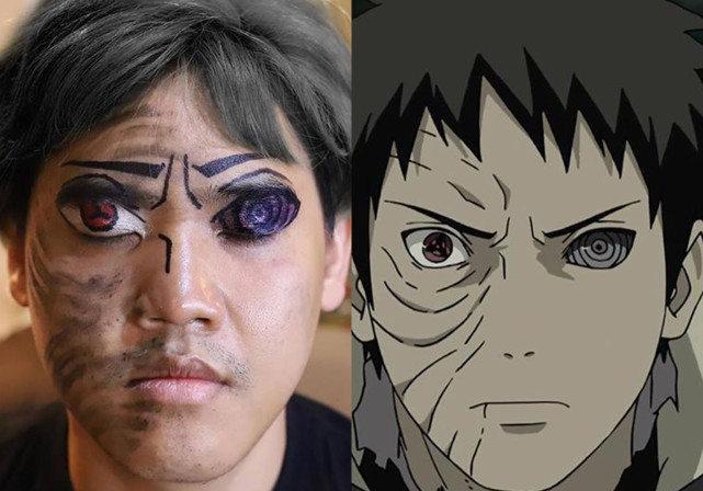 泰国小哥cos带土，用拖鞋还原脸上伤疤，带土神威收不住了