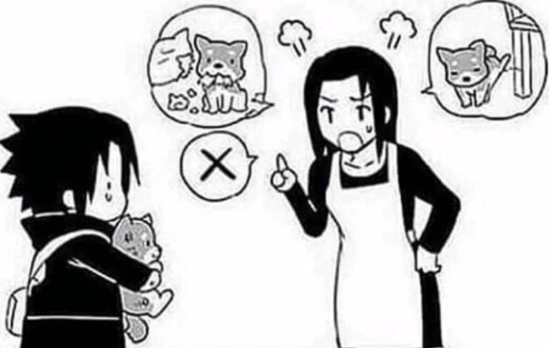 火影小漫画：佐助和鼬收养了一只流浪狗，还和它一起睡觉，超暖心