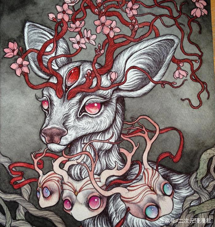 艺术家绘制诡异插画，各个都充满了猎奇风格，看久了还有点恐怖