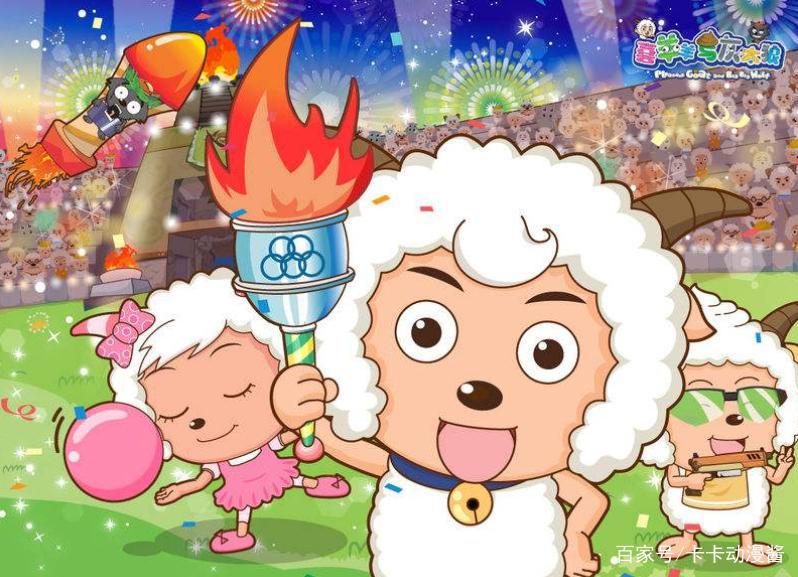 喜羊羊动画中出现过的四个经典角色，一个是大明星，一个是头丑狼