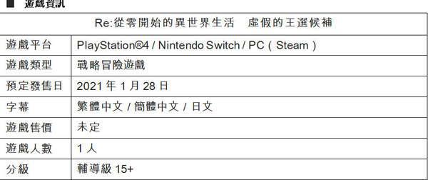 《从零开始的异世界生活》中文版2021年发售