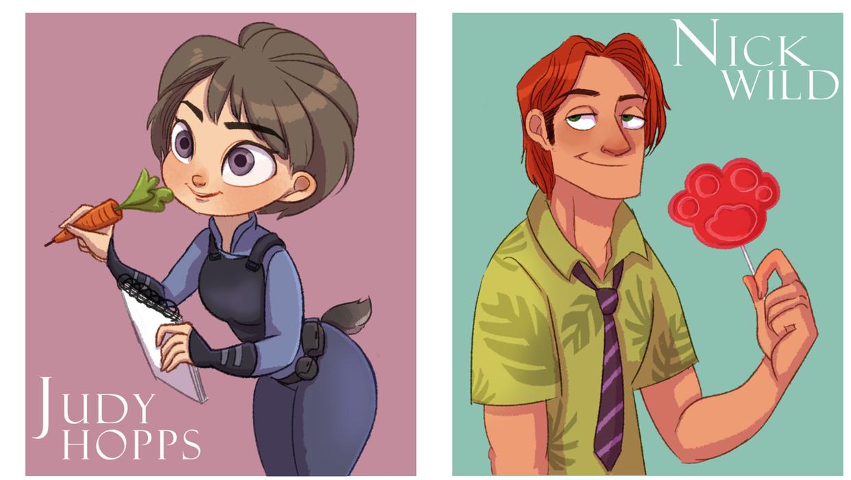 疯狂动物城角色拟人化，朱迪尼克太甜，夏奇羊比原作还妩媚