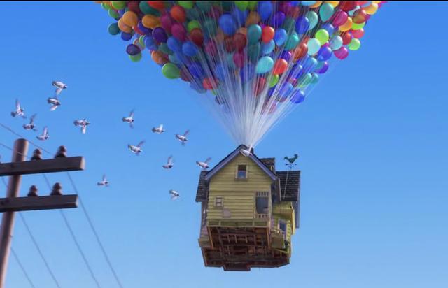 《飞屋环游记》一老一少的气球之旅，是对爱情与梦想的追求